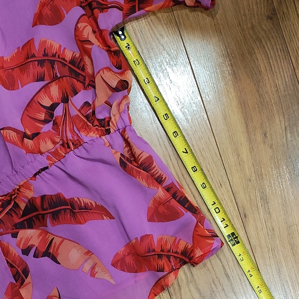 Sofia by Sofia Vergara Purple and Red Leaf Print Blouse - Picture 7 of 9